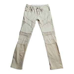 Retro Stitch Skinny Jeans Boys 14 Khaki Denim Moto Biker Stretch Pants BRT-60-WT